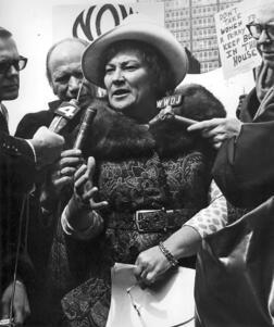 Bella Abzug at a Press Conference in Battery Park, New York, 1972, by Diana Mara Henry 