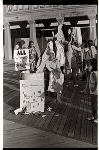 Miss America puppet and the Freedom Trashcan, September 7, 1968, Atlantic City.