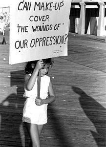 The Miss America Pageant protest, child with sign, September 7, 1968, Atlantic City.
