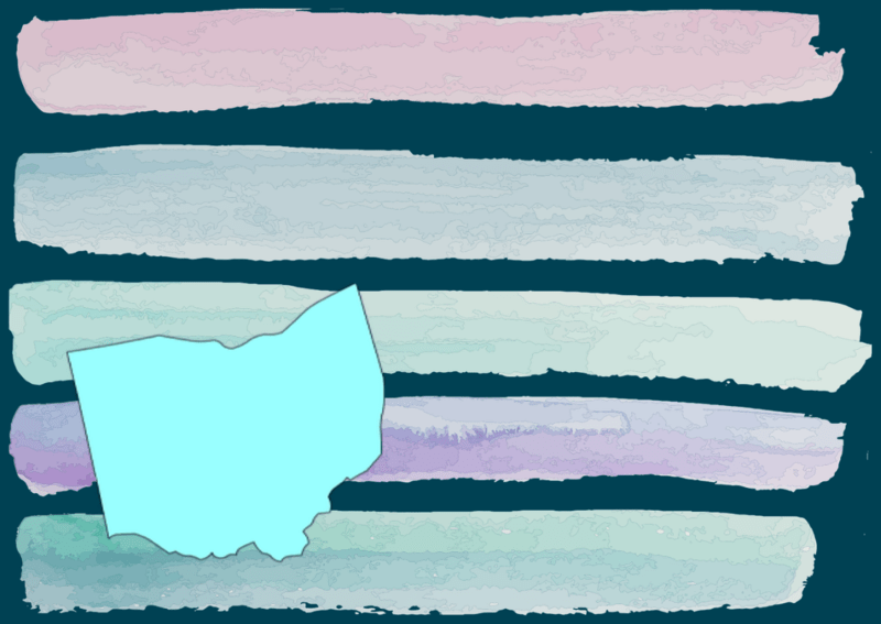 Painted Lines Overlayed with Outline of Ohio 
