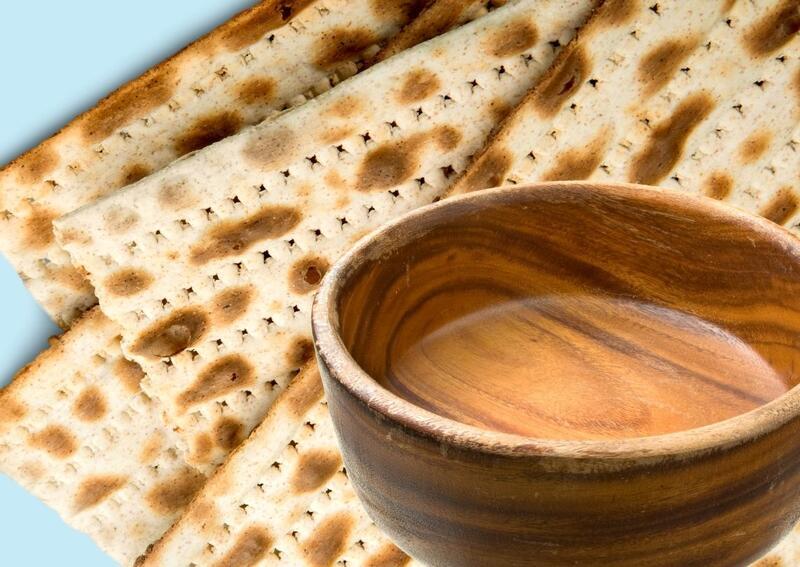 Passover-Themed Collage Featuring Matzah and Decorative Bowl