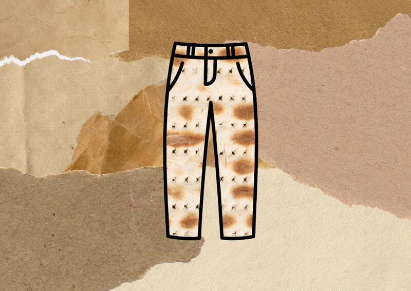 Collage of pants with matzah texture