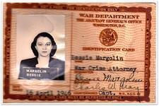 Lawyer Bessie Margolin’s identification card for the Nazi War Crimes Trials, 1956. Courtesy of Malcolm Trifon. 