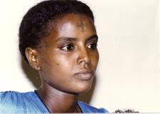 Ethiopian Jewish woman with cross tattoos.