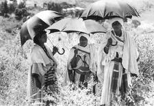 Women Holding Umbrellas and Celebrating Sigd in Ambover, Ethiopia
