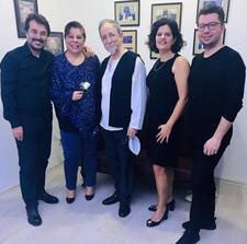 Karen Sarhon, second from left in a group of five, with her Sephardic music group Los Pasharos Sefaradis