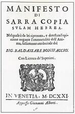 Frontpiece of a book, with text in Italian and an image of cherubs and a woman holding an open book