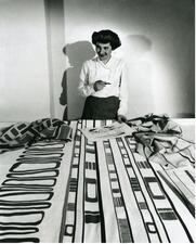 Ruth Adler at work on Slits and Slats in her first Detroit studio, 1947. 