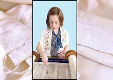 Photo Collage of Amelia Posner-Hess reading Torah at her Bat Mitzvah