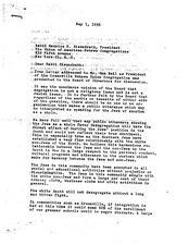 Letter from Hebrew Union Congregation from Rabbi Eisendrath, May 1, 1956, page 1 of 2