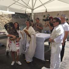 Rabbi Claudia Kreiman leads a bat mitzvah service at the egalitarian section of the Western Wall.