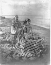 Two Jewish girls on beach, Tunis, Tunisia.