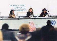 Bella Abzug and Hilary Clinton at the World Summit for Social Development in Copenhagen, 1995