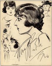 Signed drawing of actress Theda Bara and her mother