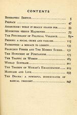 "Anarchism and Other Essays" Cover Page and Table of Contents by Emma Goldman, 1917, Page 2