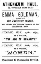 Emma Goldman Lectures in London, England, January 1, 1899