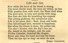 "Life and Art" by Emma Lazarus, 1882