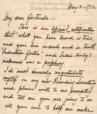Letter from Sallie Southall Cotten to Gertrude Weil, May 12,1912, page 1