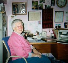 Gertrude Webb in her office at the Webb International Center for Dyslexia, January 15, 2002