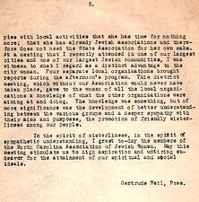 Gertrude Weil's Presidential Address at the Fifth Annual Conference of the North Carolina Association of Jewish Women, February 28-March 1, 1926, page 3