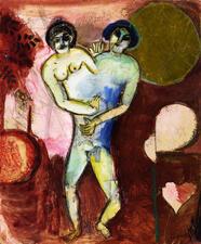 Chagall's Hommage à Apollinaire - woman and man's body merged together