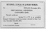 National Council of Jewish Women Convention Card