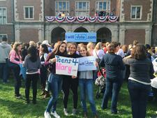 Abby Richmond and her friends, campaigning for Hillary Clinton