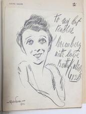 Signed drawing of actress Bertha Kalich