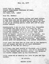 Letter from Walter Artzt to Rabbi Joel S. Geffen, December 12, 1977