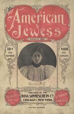Magazine cover with pink accents and a portrait of Emma Wolf, reading "The American Jewess: Devoted to Religious, Social, and Literary Subjects."