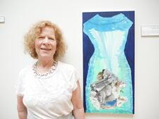Wendy Fishman with her art piece, "My Zen"