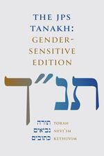 Book cover that reads "JPS Tanakh: Gender-Sensitive Edition" - blue and brown letters on white background