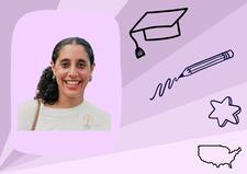 Collage of Lani Guinier on light purple background