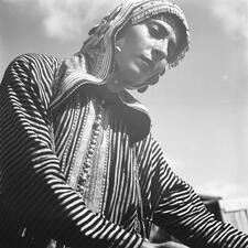 A Yemenite Jewish young woman in traditional garb, 1946.