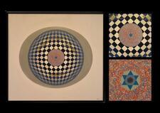 Collage of geometric artwork created by RVF fellow Talia Richmond's great-grandfather
