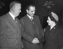 Anna Rosenberg, General George C. Marshall and Lyndon Johnson, 1951