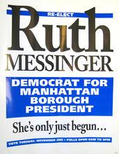 Ruth Messinger's Manhattan Borough President Campaign Poster, 1989