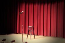 Stage with Microphone and Stool