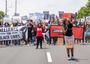 Tarece Johnson leading a Justice for Black Lives march she organized in Atlanta, June 7, 2020