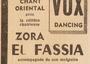 Advertisement for performance by Zohra El Fassia