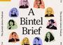 Logo for A Bintel Brief Podcast, features the podcast name and drawings of different people surrounding it