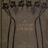 A symetrical pattern of vines, with six bunches of grapes and leaves drooping down from the top of the book cover, above the title and author