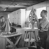 Gertrud and Otto Natzler at their Brandeis Camp Studio circa 1956-1960