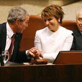 Dalia Itzik with Presidents Bush and Peres