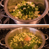 Composite, from chopped vegetables to soup 