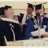 Blanche Goldman Etra receiving an honorary degree from Yeshiva University, 1987