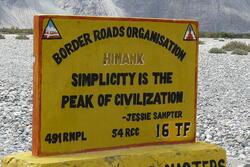 Jessie Sampter Quotation on Himank BRO Sign, Nubra Valley, India