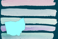 Painted Lines Overlayed with Outline of Ohio 