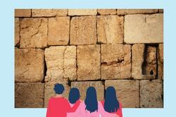 Collage of Illustrated Women Facing the Western Wall