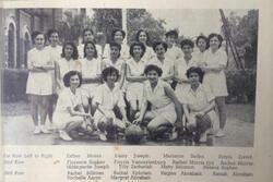 Group photo of women in excercise jumpsuits, with the names of club members listed below